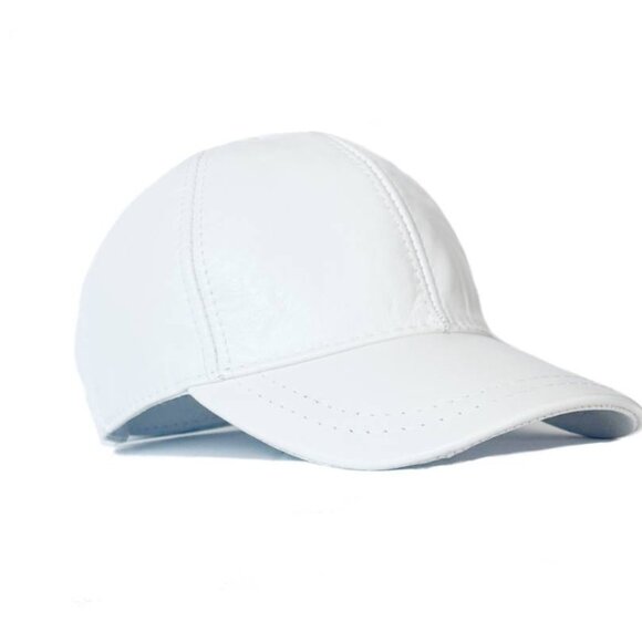 White Leather Cap - Leather Baseball Cap for men and women - Picture 2 of 5